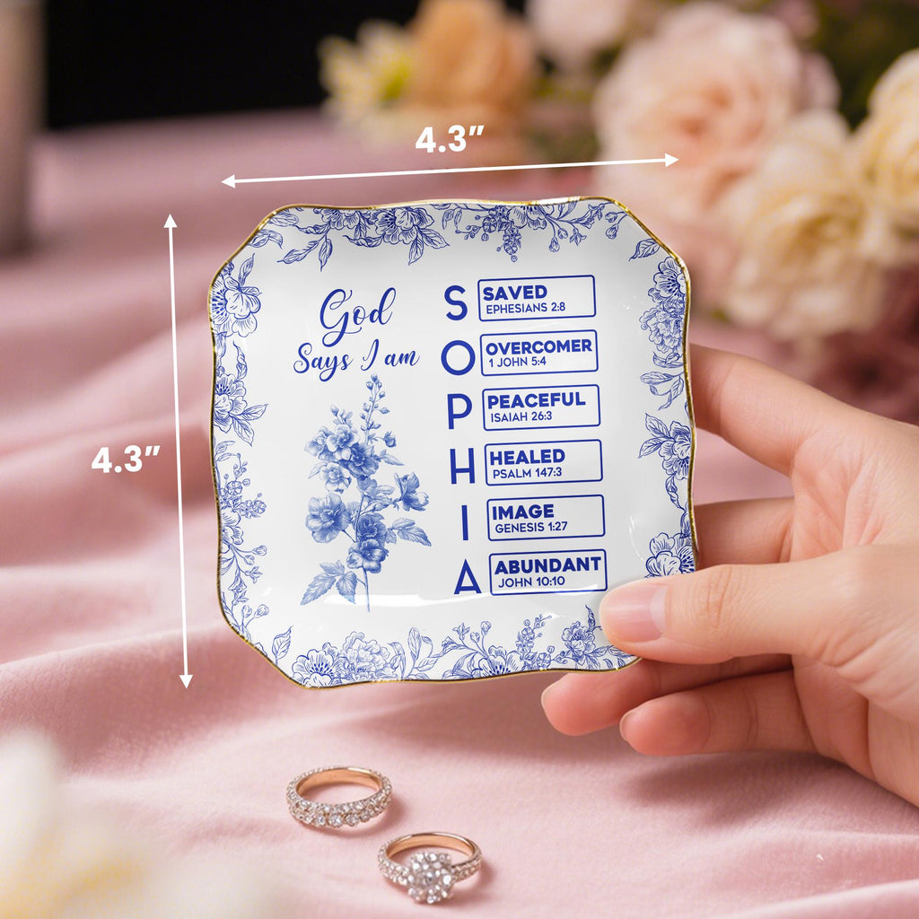 Toile De Jouy Ceramic Ring Holder