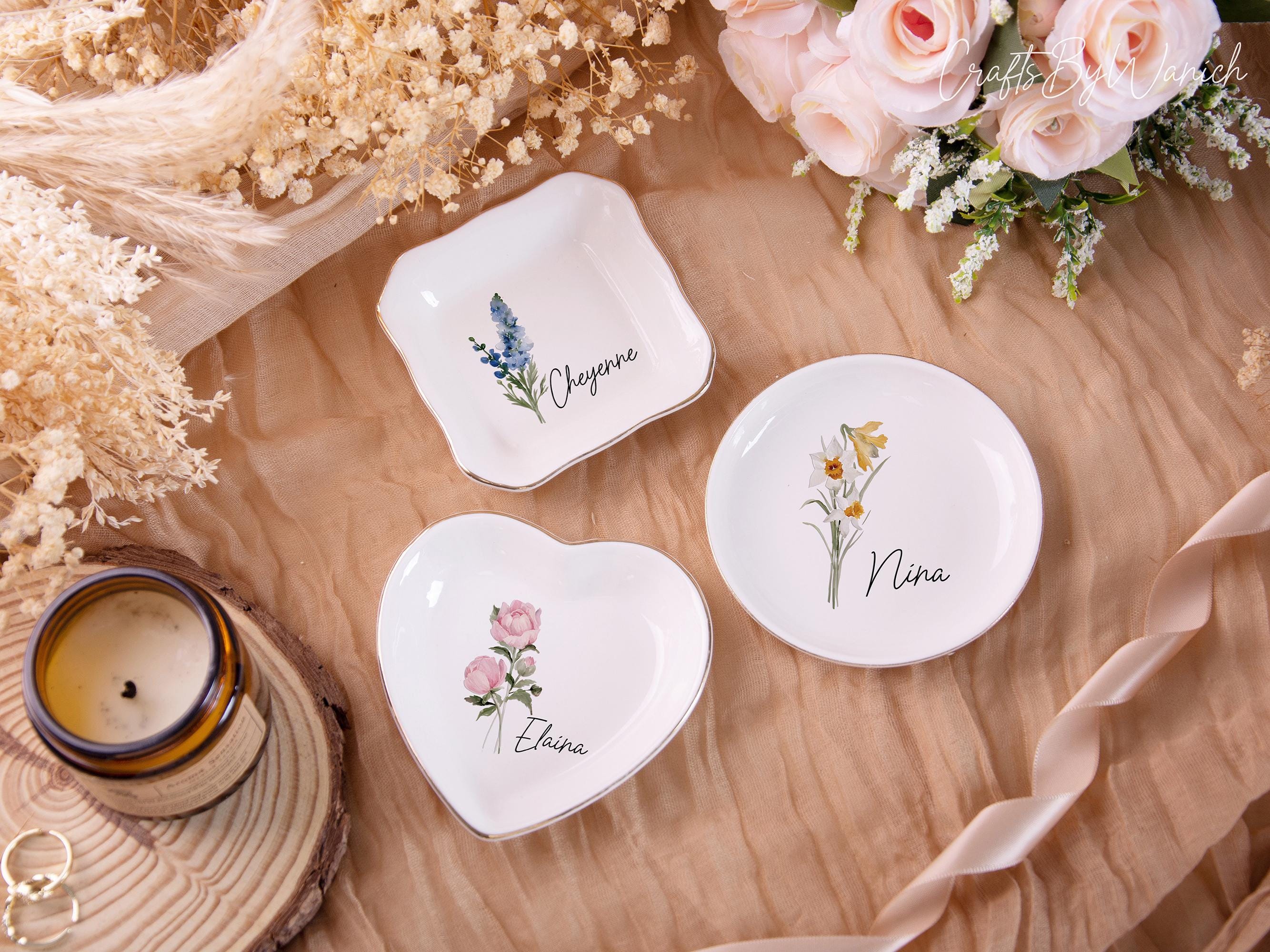 Personalised Birth Flower Trinket Dish