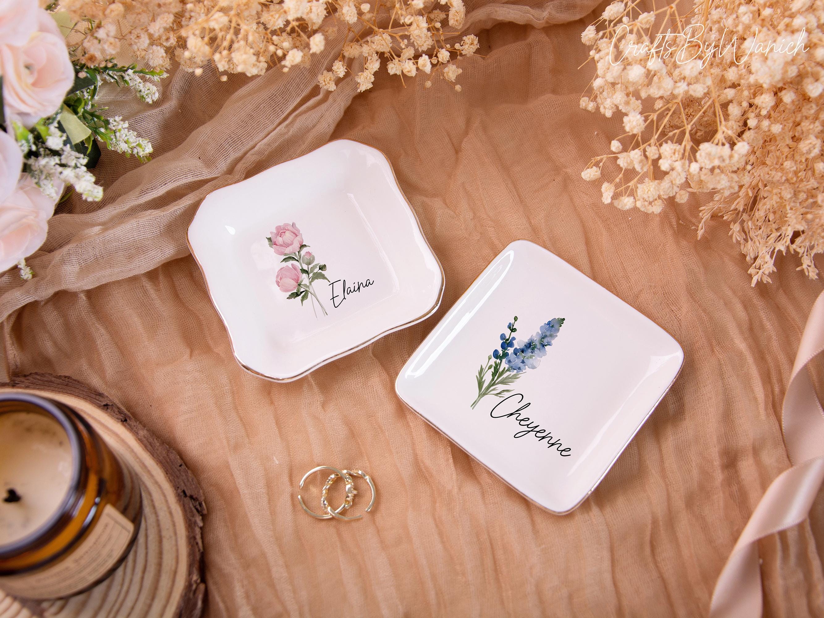 Personalised Birth Flower Trinket Dish