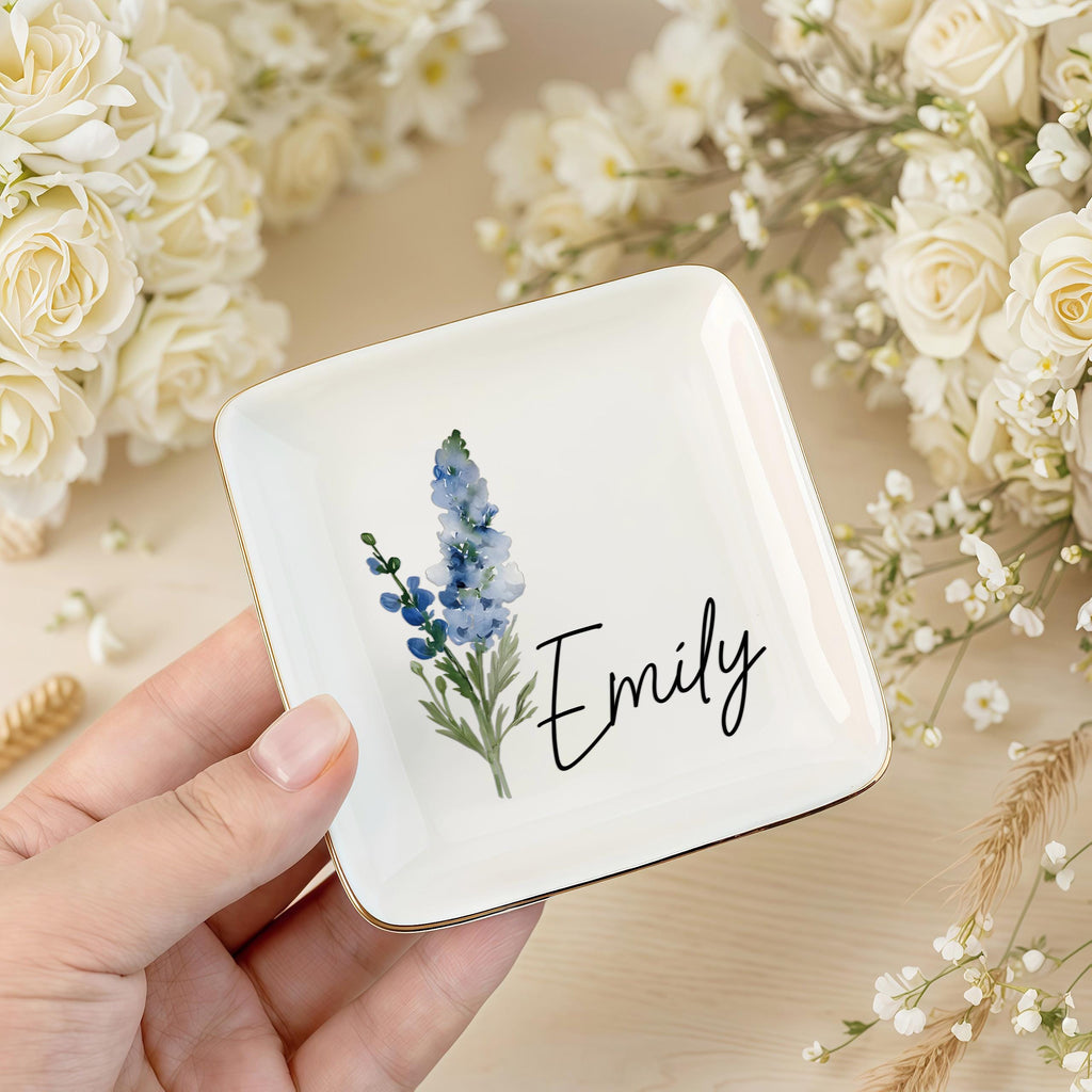 Personalised Birth Flower Trinket Dish