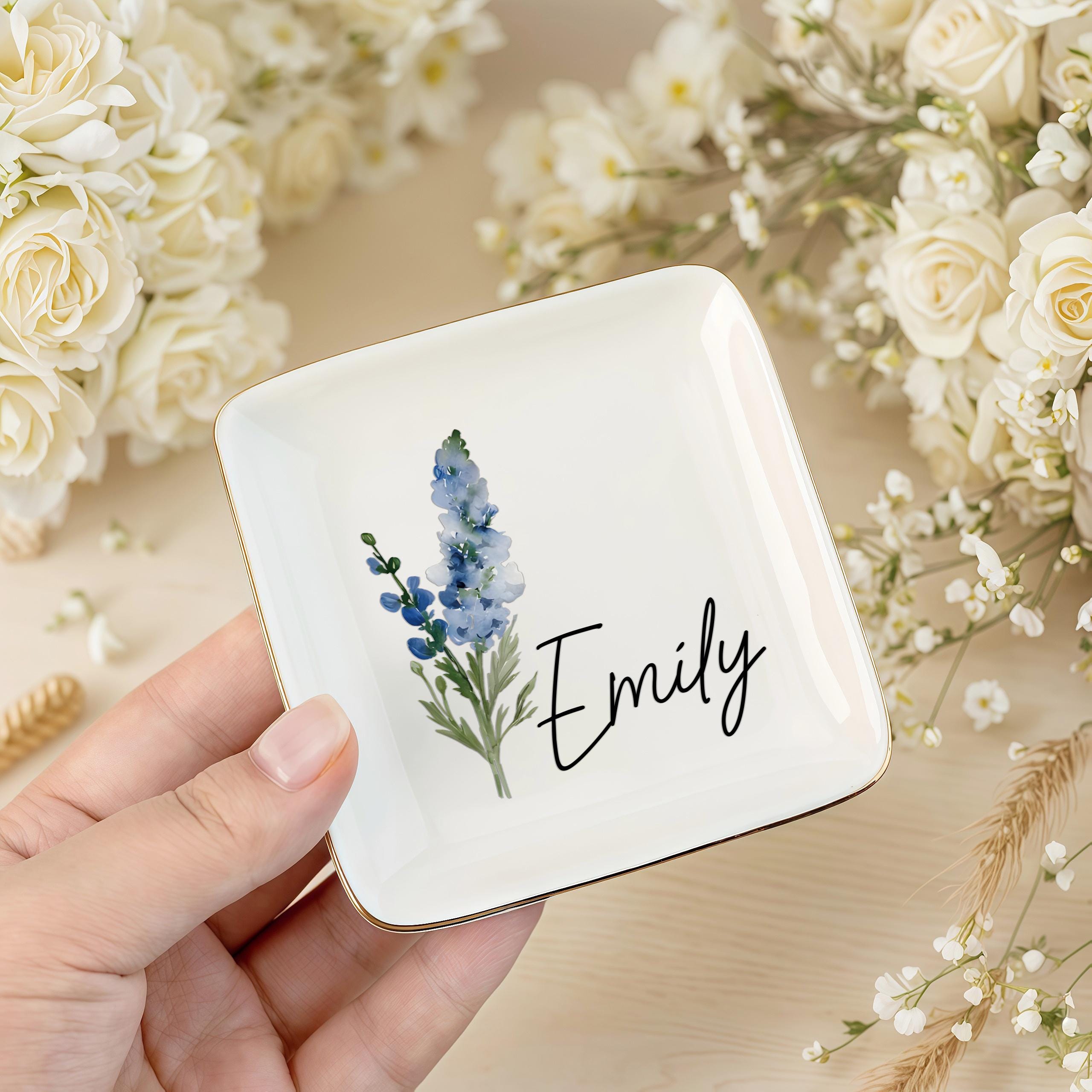 Personalised Birth Flower Trinket Dish