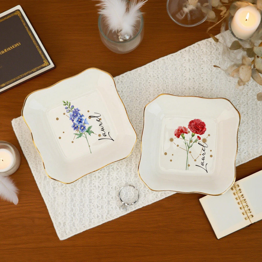 Zodiac and Flower with Constellation Trinket Dish