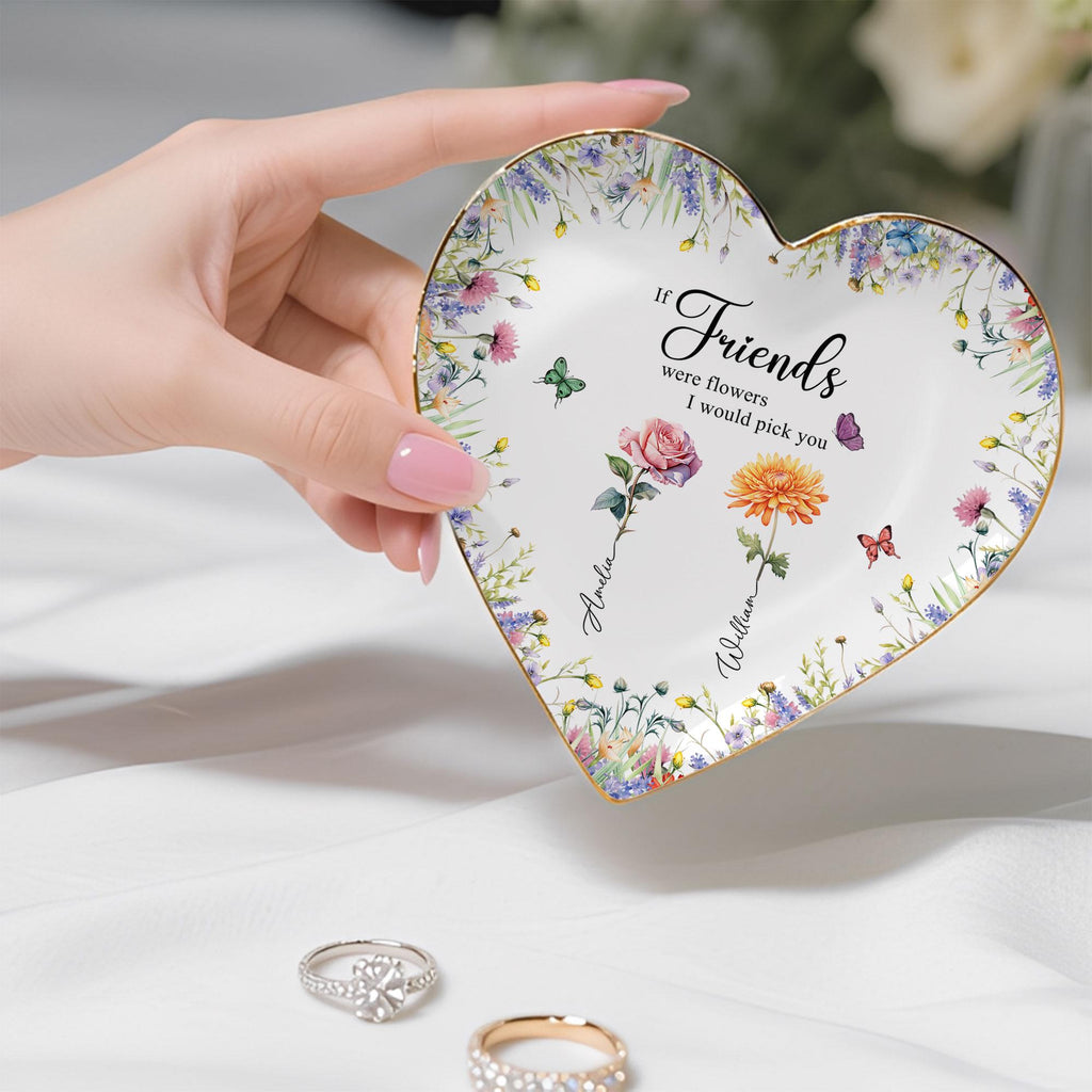 Personalized Birth Flowers Jewelry Dish