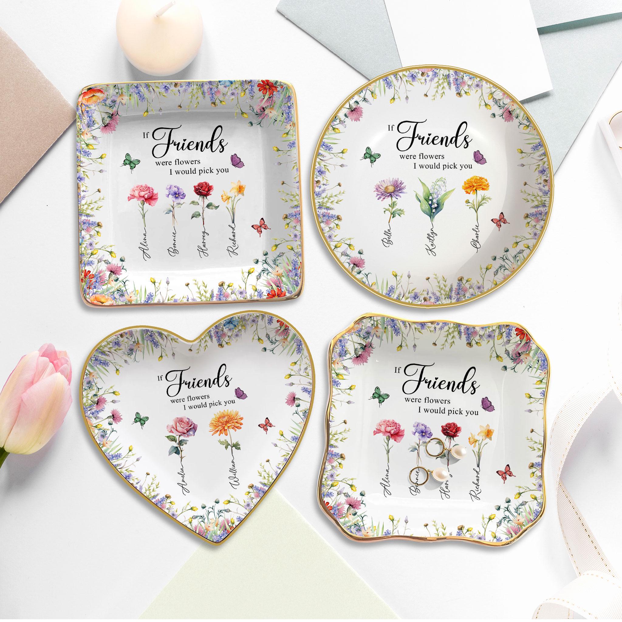Personalized Birth Flowers Jewelry Dish