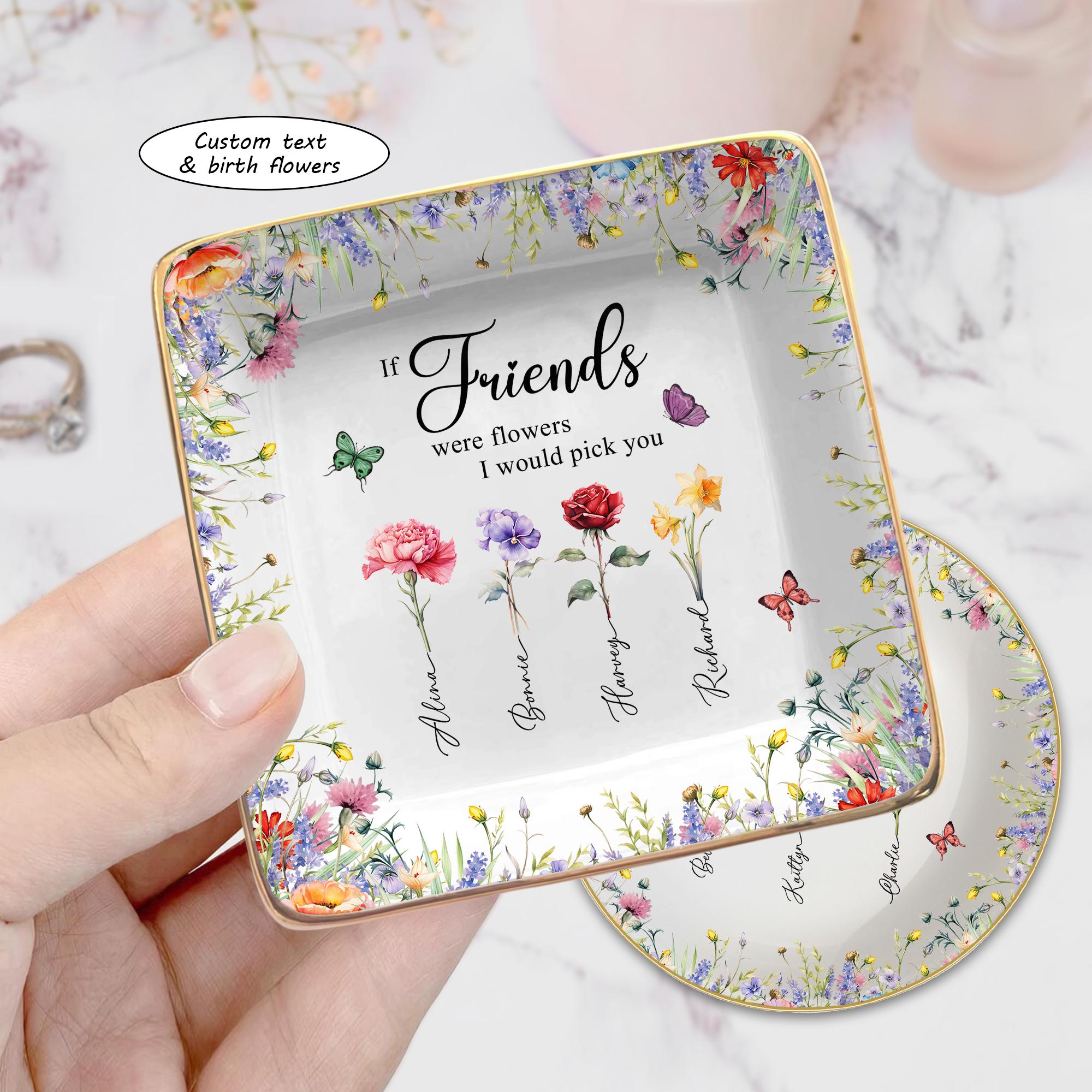 Personalized Birth Flowers Jewelry Dish