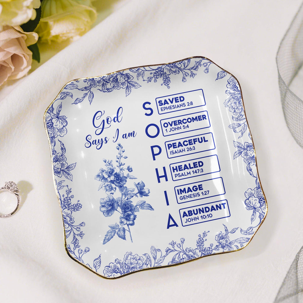 Toile De Jouy Ceramic Ring Holder
