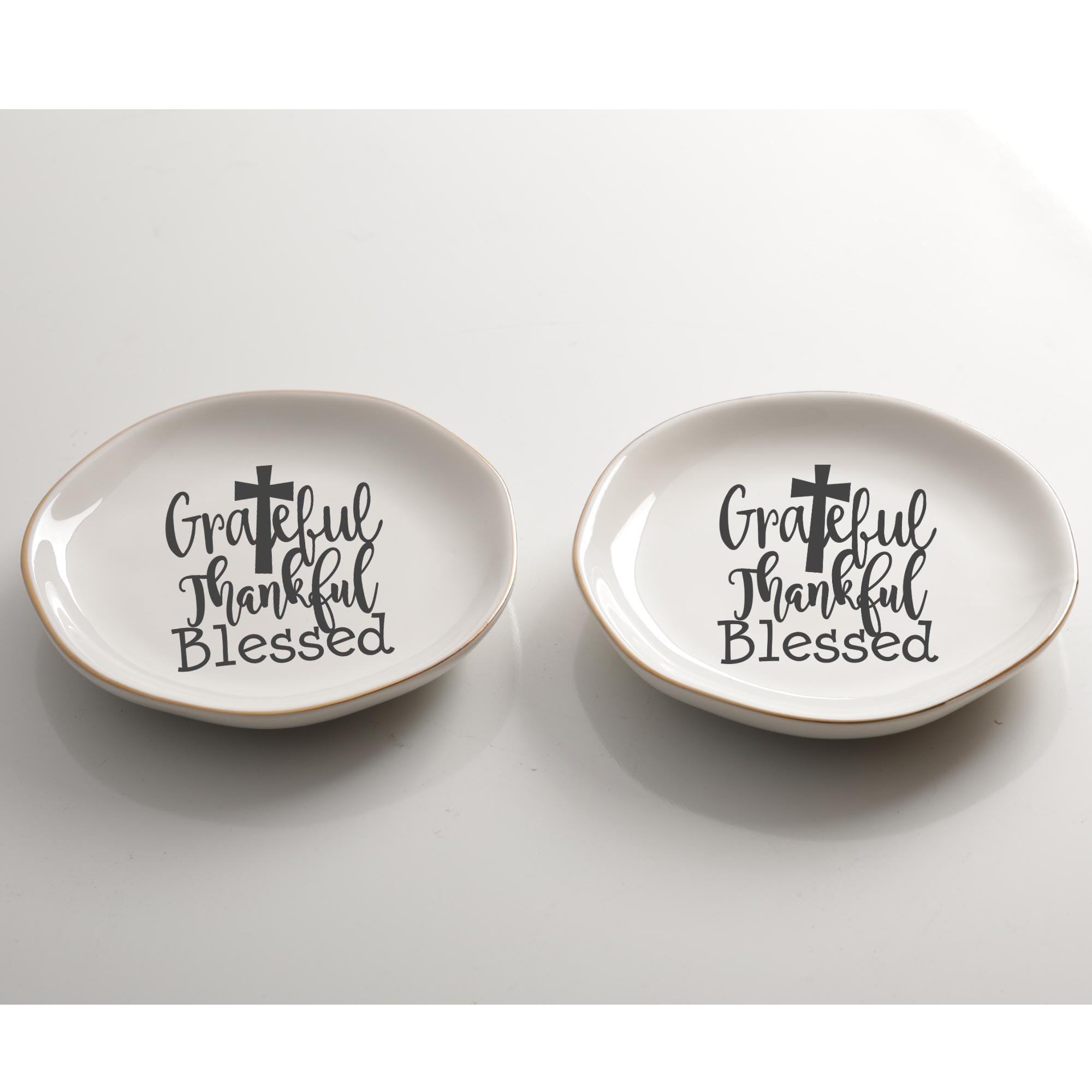 Grateful Thankful Blessed Ring Dish