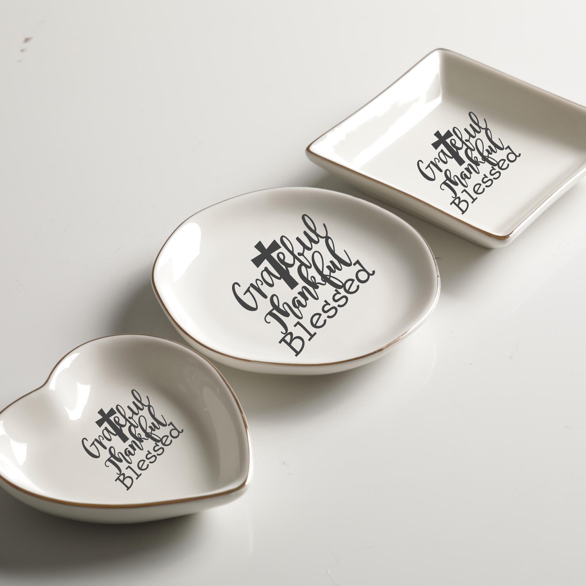 Grateful Thankful Blessed Ring Dish