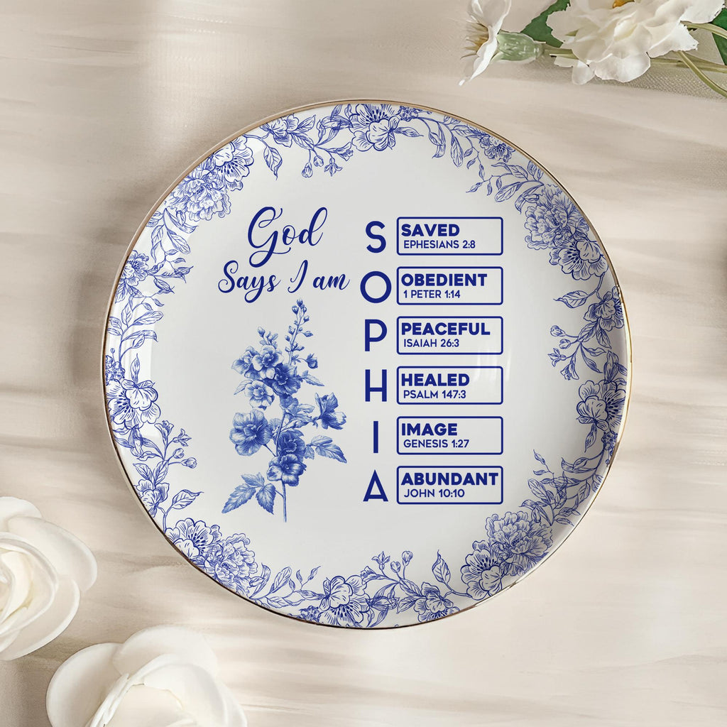 Toile De Jouy Ceramic Ring Holder
