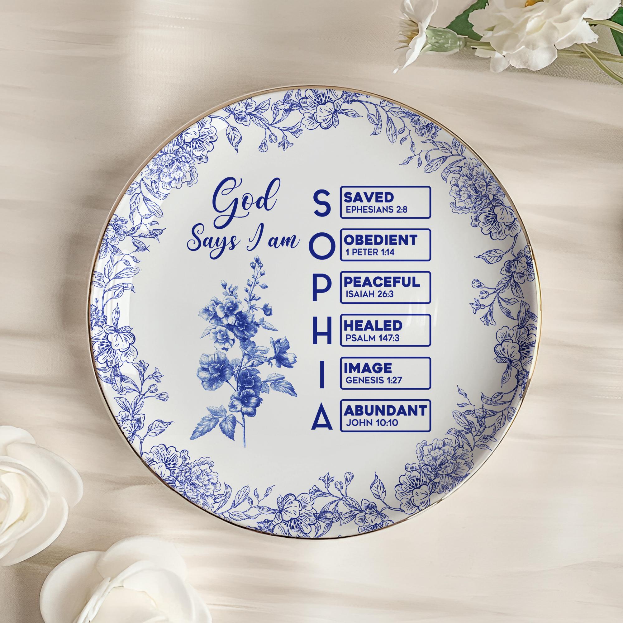 Toile De Jouy Ceramic Ring Holder